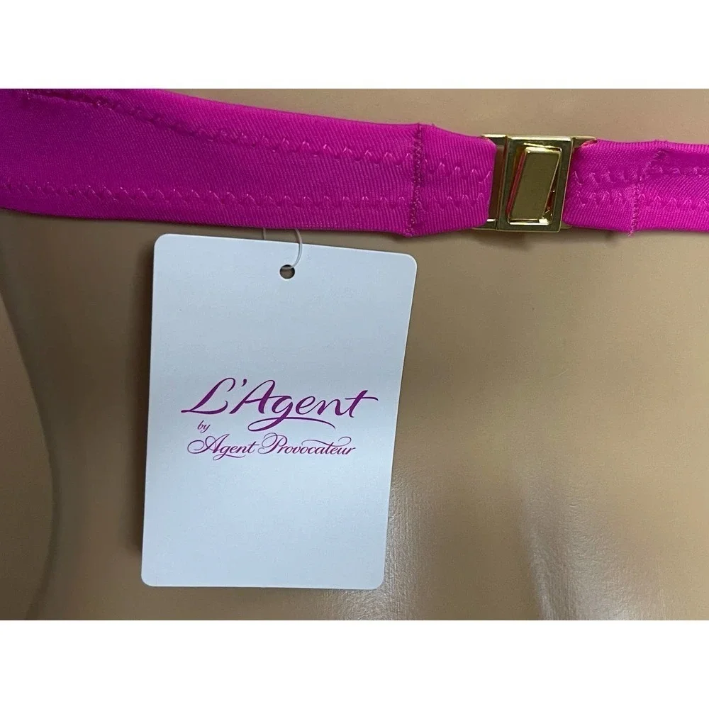 L'Agent by Agent Procovateur Women's Adrina Criss Cross Halter Bikini Top Pink S